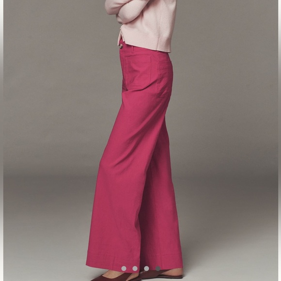 Anthropologie Colette Full-Length Wide-Leg Pants Maeve NEW Pink 28 Magic Fabric - Picture 3 of 15